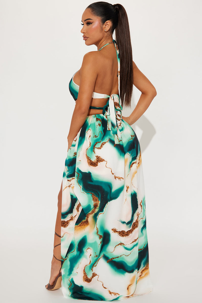 Coastal Vibes Maxi Dress Teal combo Fashion Nova Dresses