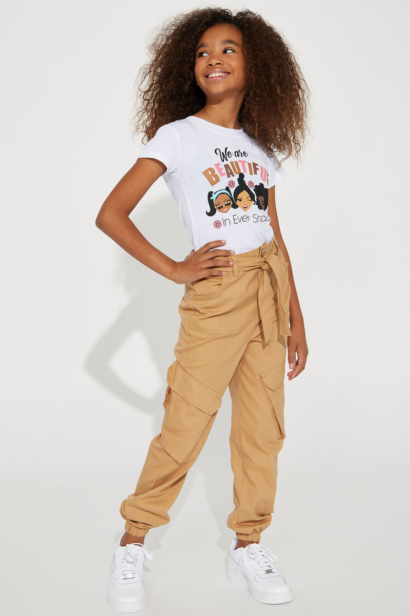 Mini Cool Girls Rule Belted Cargo Pants - Tan