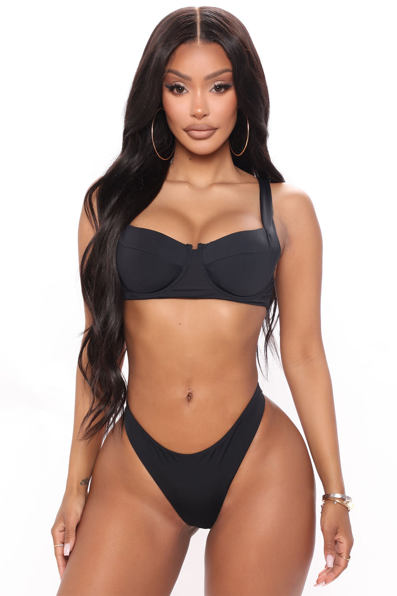 Black two piece bathing top suit