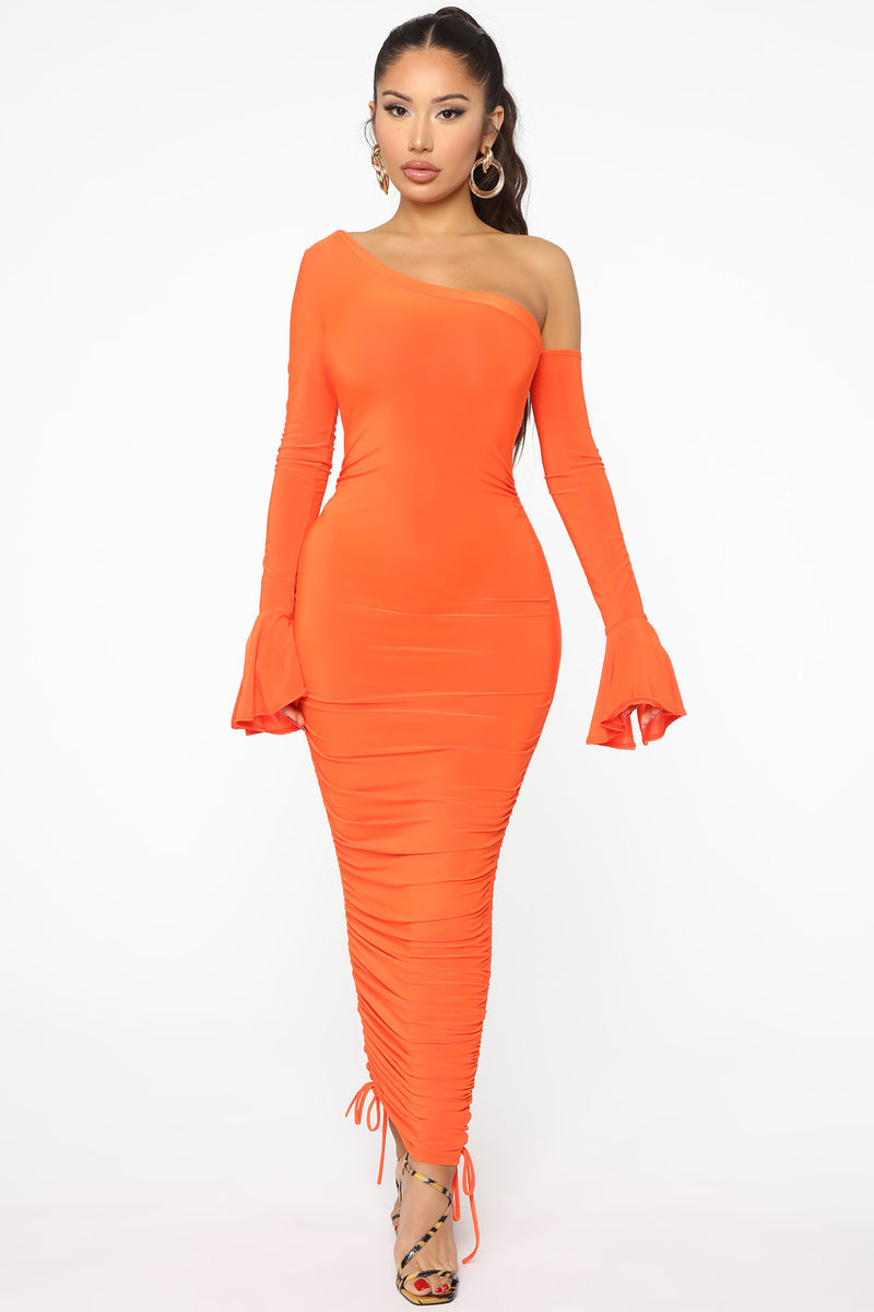 Neon Orange Long Sleeve Unitard Style# 5009