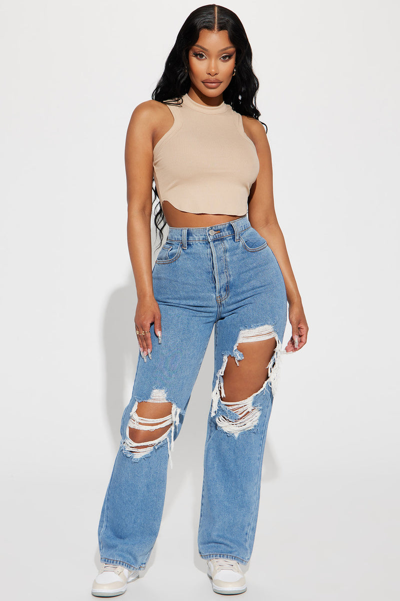 Fashion nova knee ripped jeans hotsell