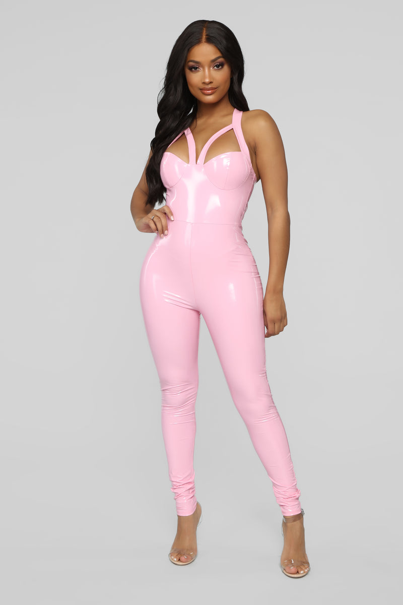 Latex jumpsuit fashion nova deals