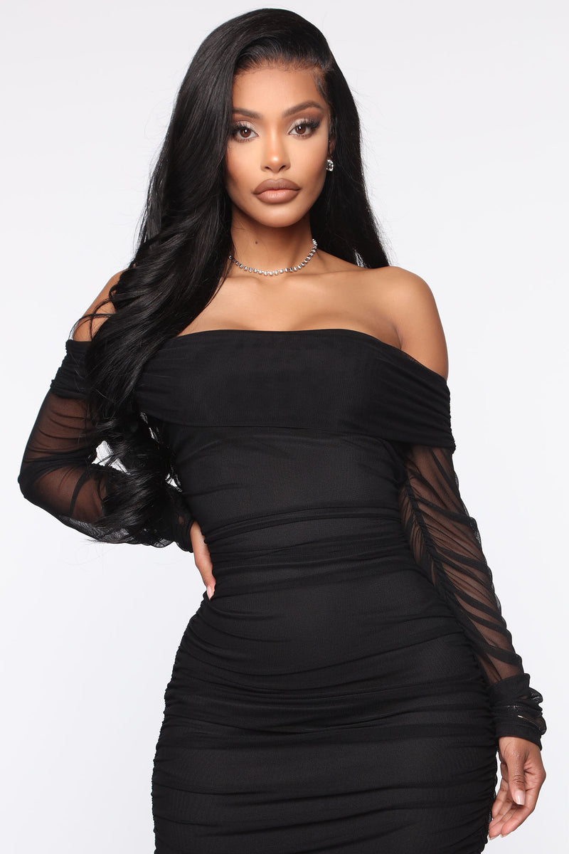 Top Trend Ruched Maxi Dress - Black