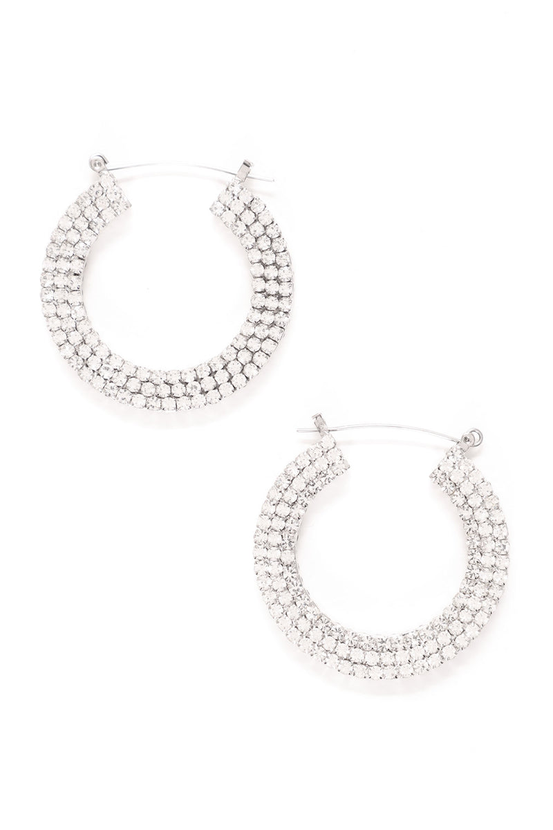Secret Affair Rhinestone Hoop Silver Fashion Nova, Jewelry