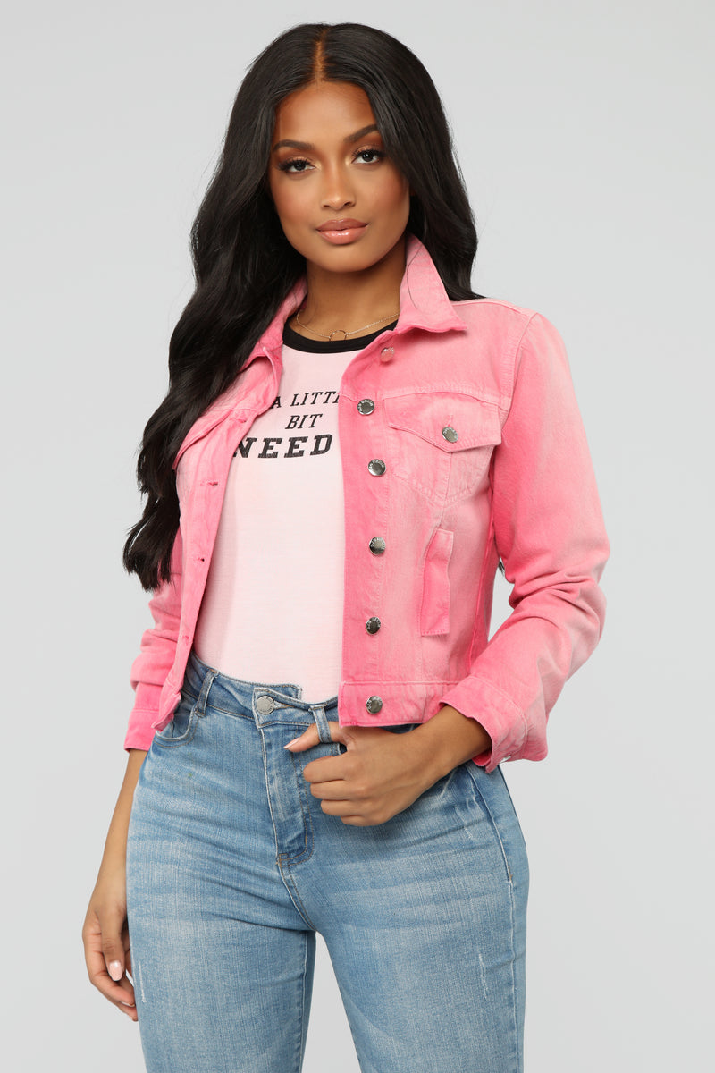 Neon pink best sale denim jacket