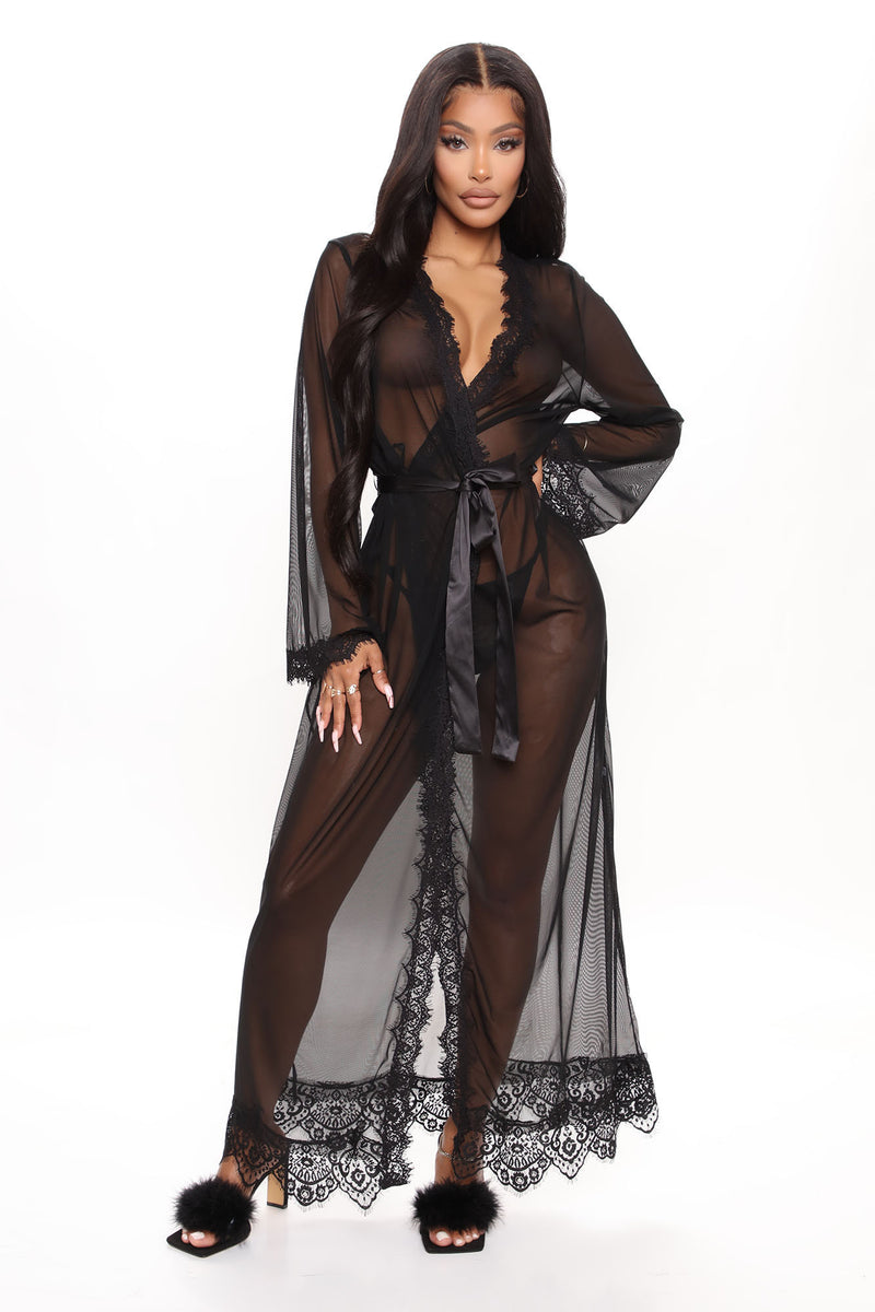 Black clearance lace robe