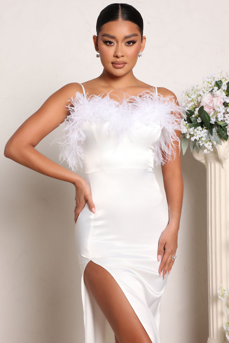 Evening Soiree Satin Maxi Dress White