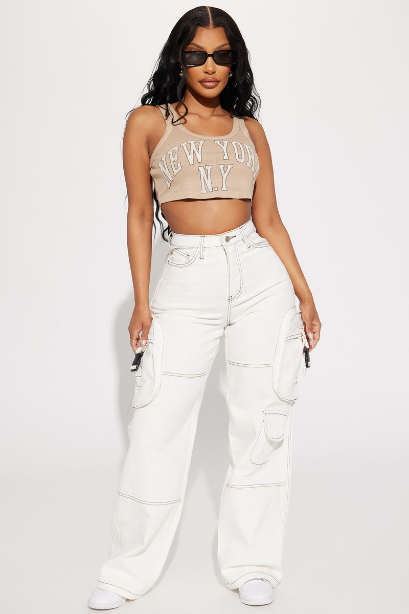 White cargo online pants fashion nova