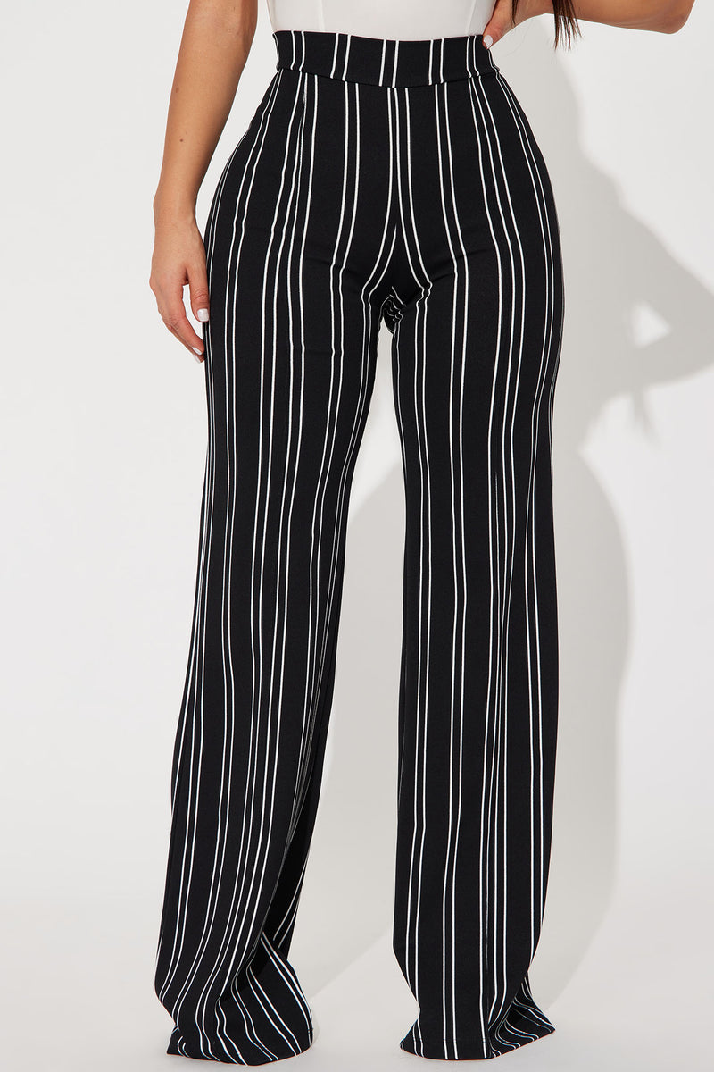 Black and white 2025 striped pants high waisted
