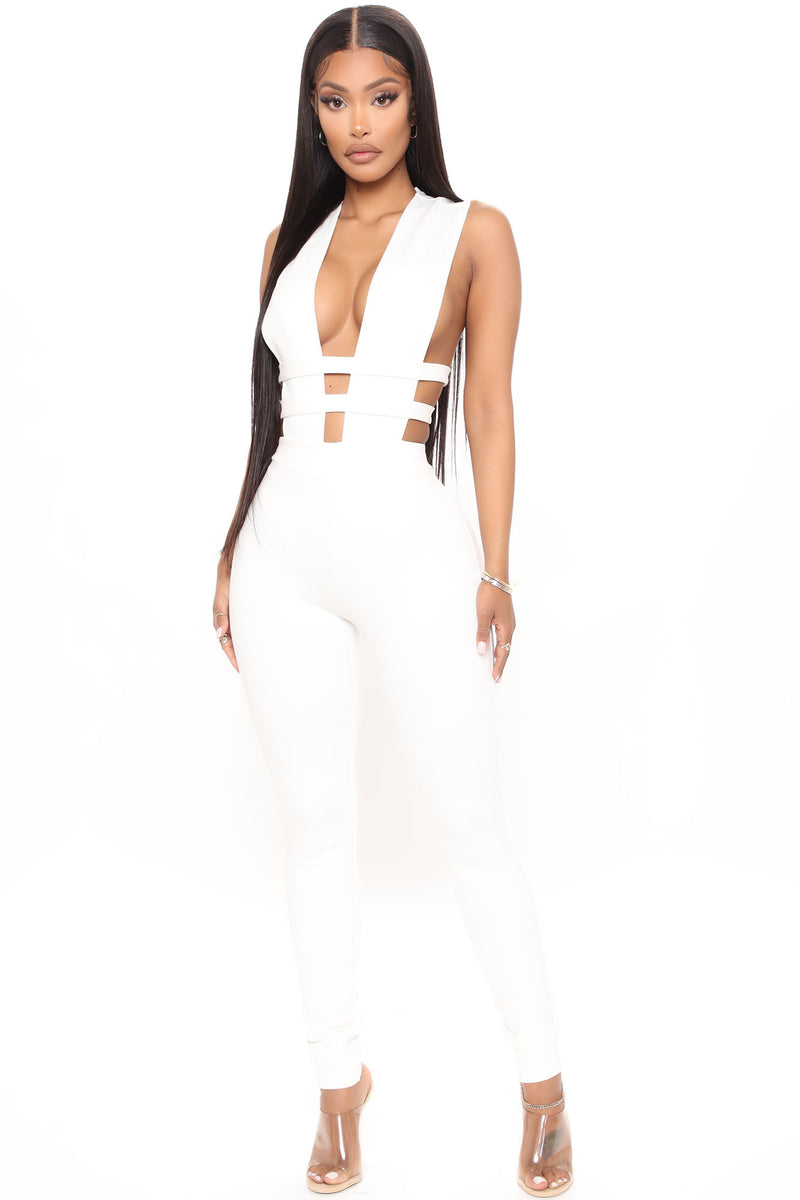 Fashion nova black and white jumpsuit sales