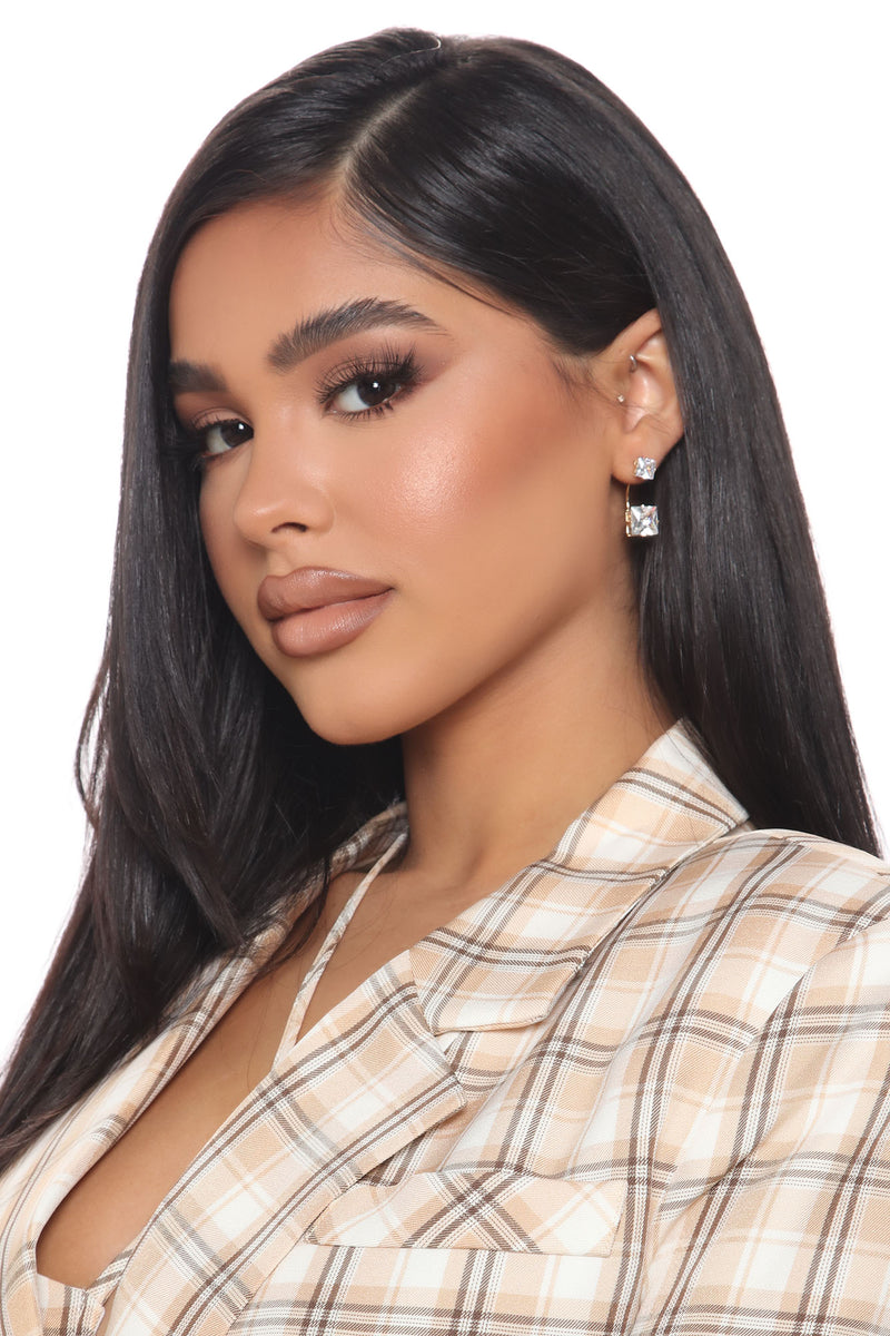 Simplicity Rhinestone Stud Earrings Gold Fashion Nova, Jewelry