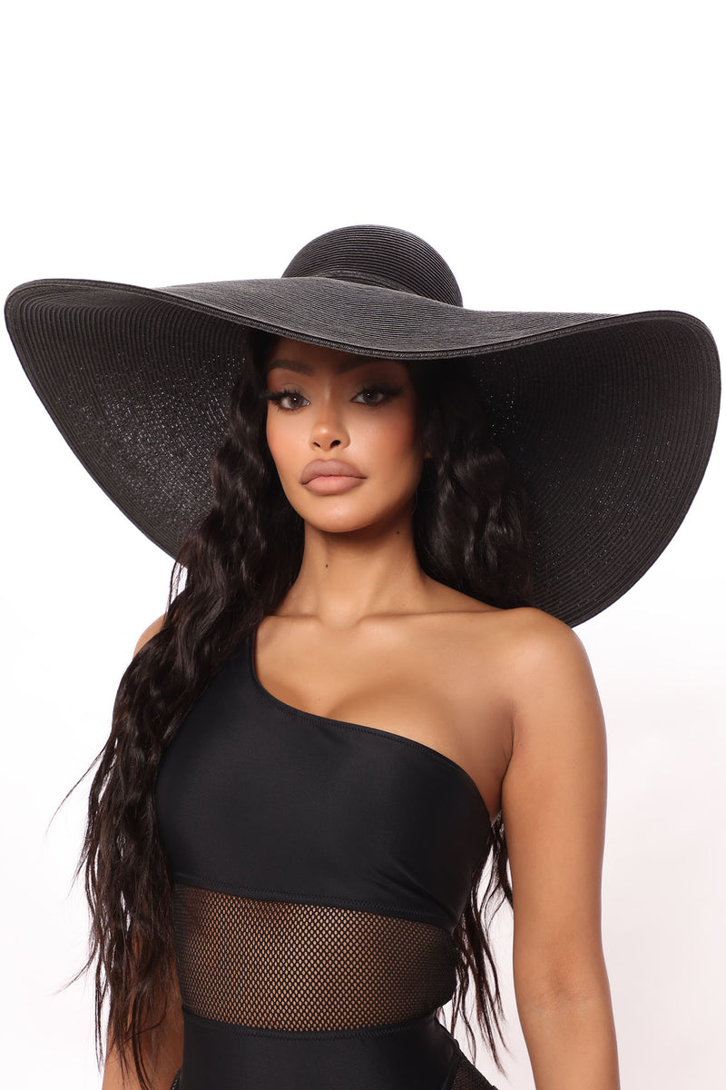Upper East Side Girl Sun Hat Black Fashion Nova Accessories