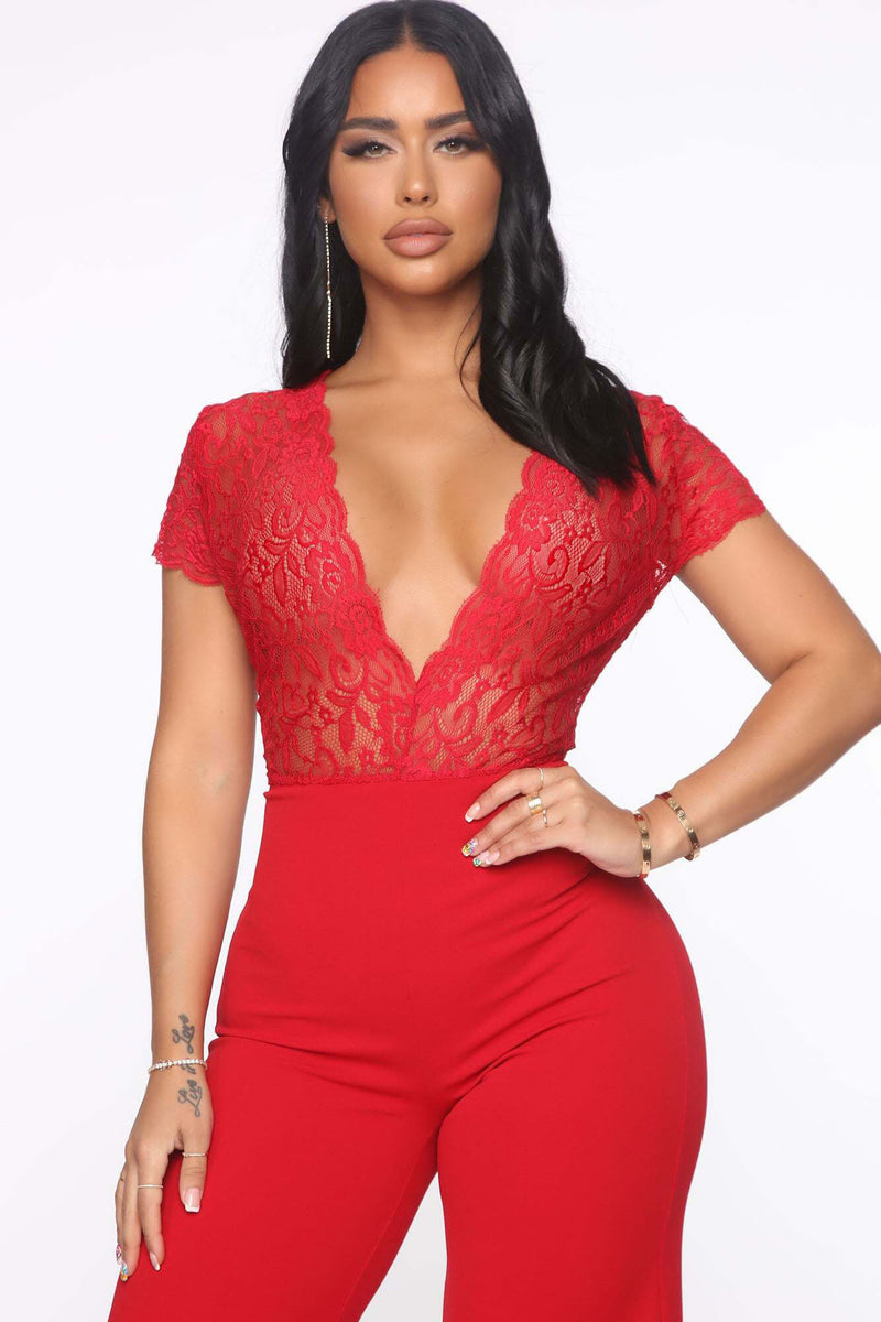 Red lace jumper store