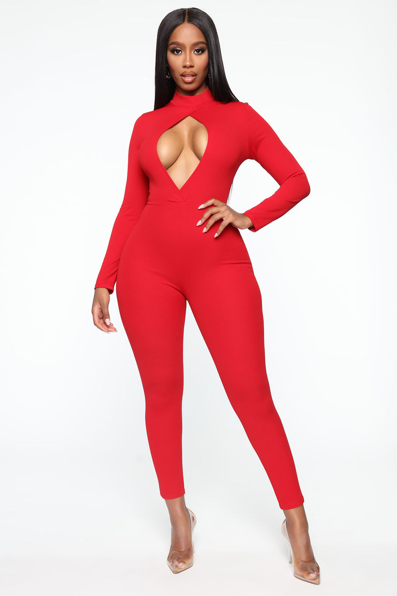 Red discount lycra jumpsuit
