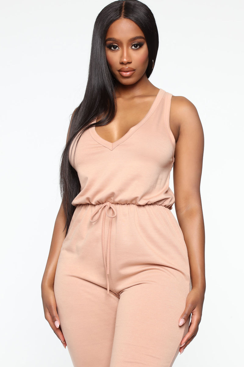 Keeping It Relaxed Jumpsuit - Taupe