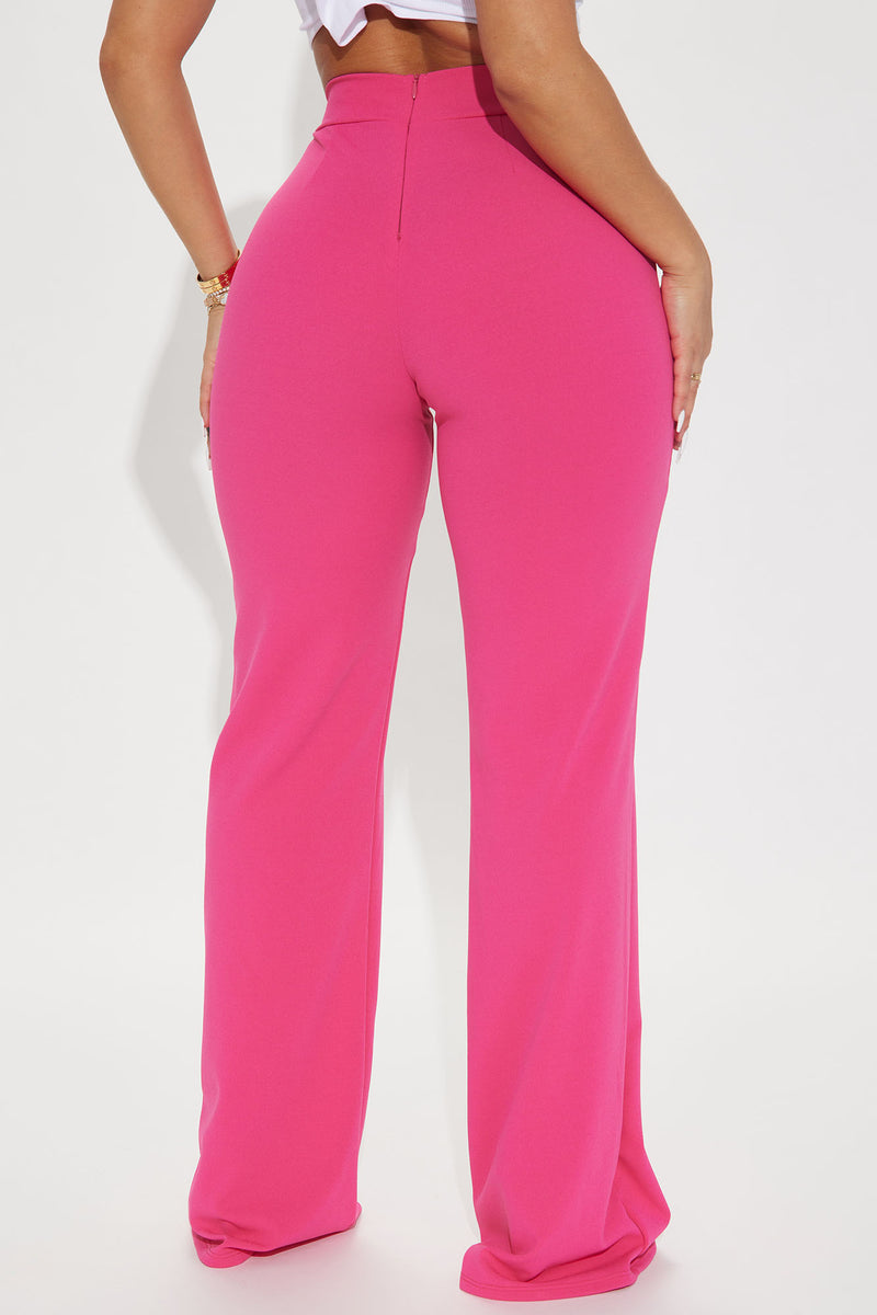 Call It Even Wide Leg Dress Pants Fuchsia