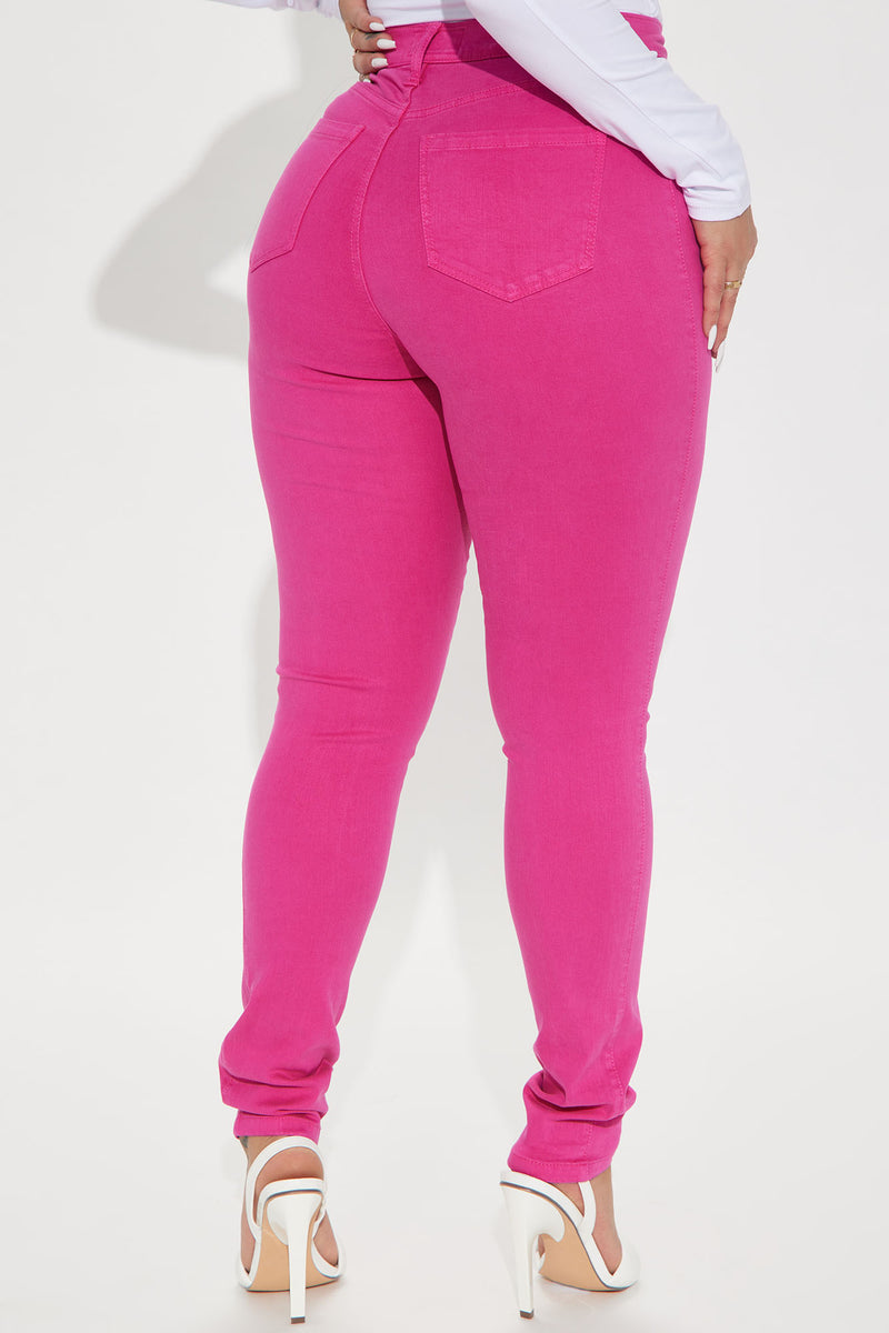 Classic Color High Waist Skinny Jeans Raspberry