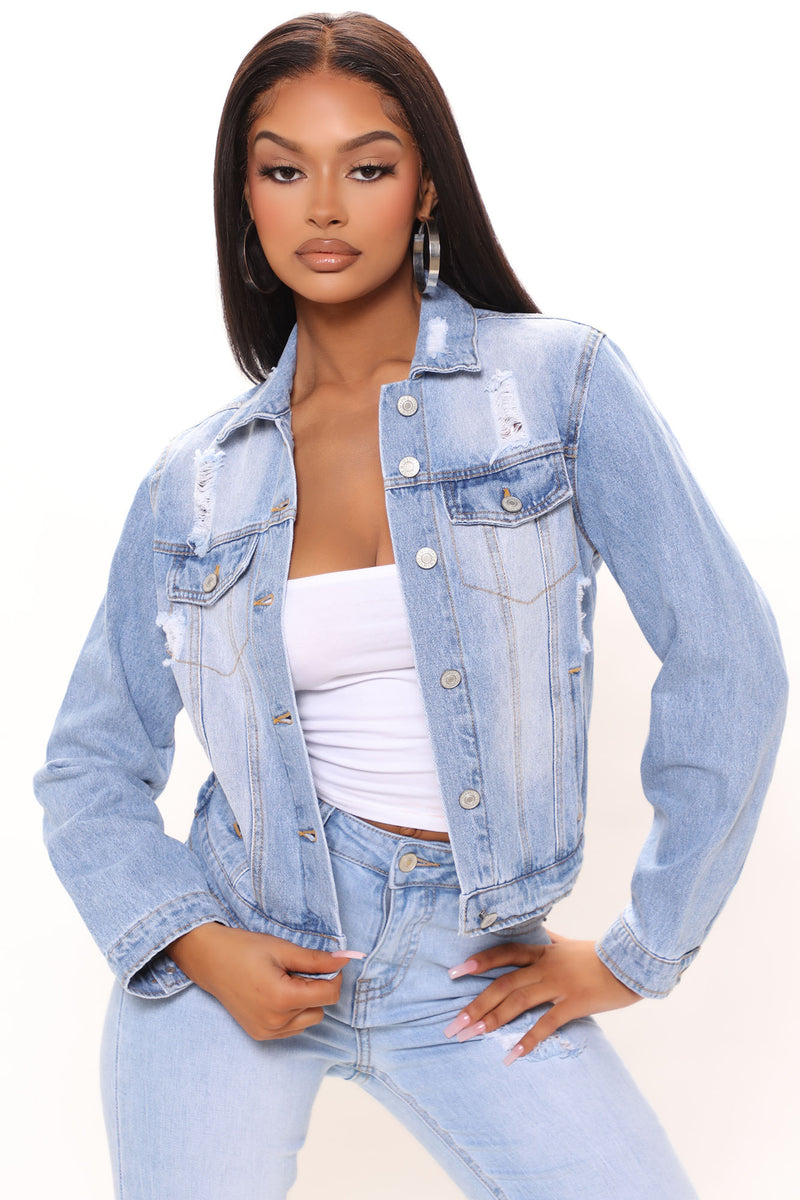 Light wash jean jacket top
