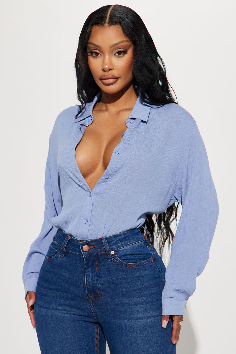 To Top It Off Shirt Blue Fashion Nova Shirts Blouses