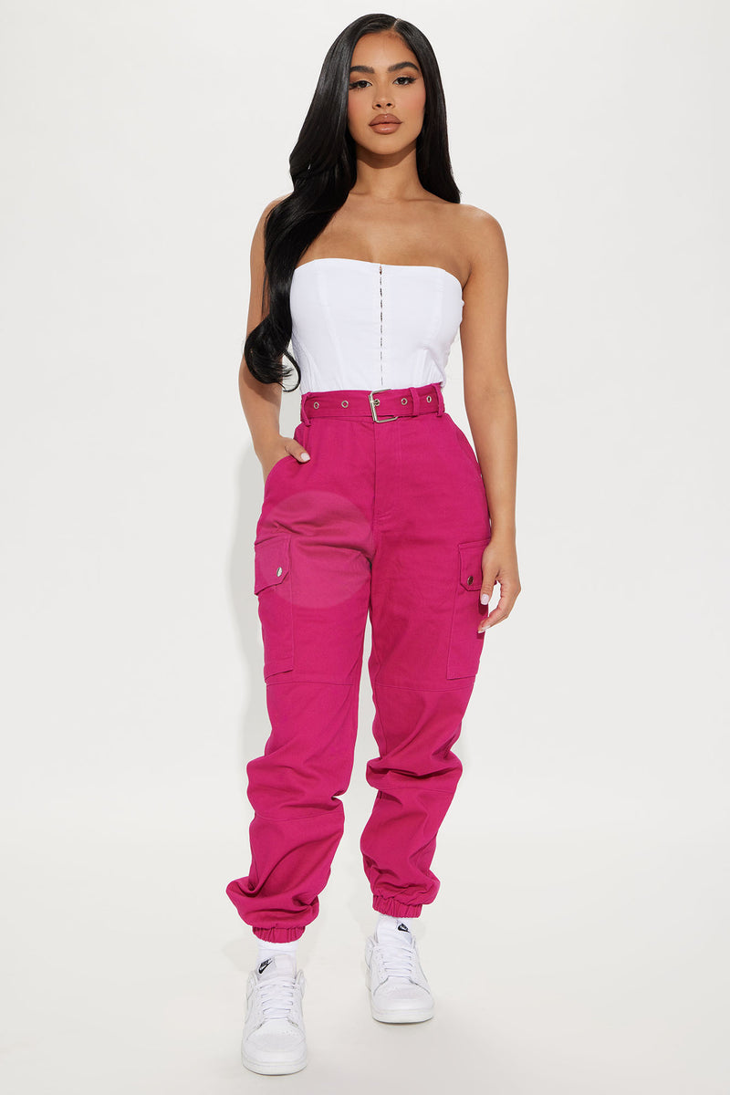 Cargo Chic Pants Fuchsia Fashion Nova, Pants Fashion Nova