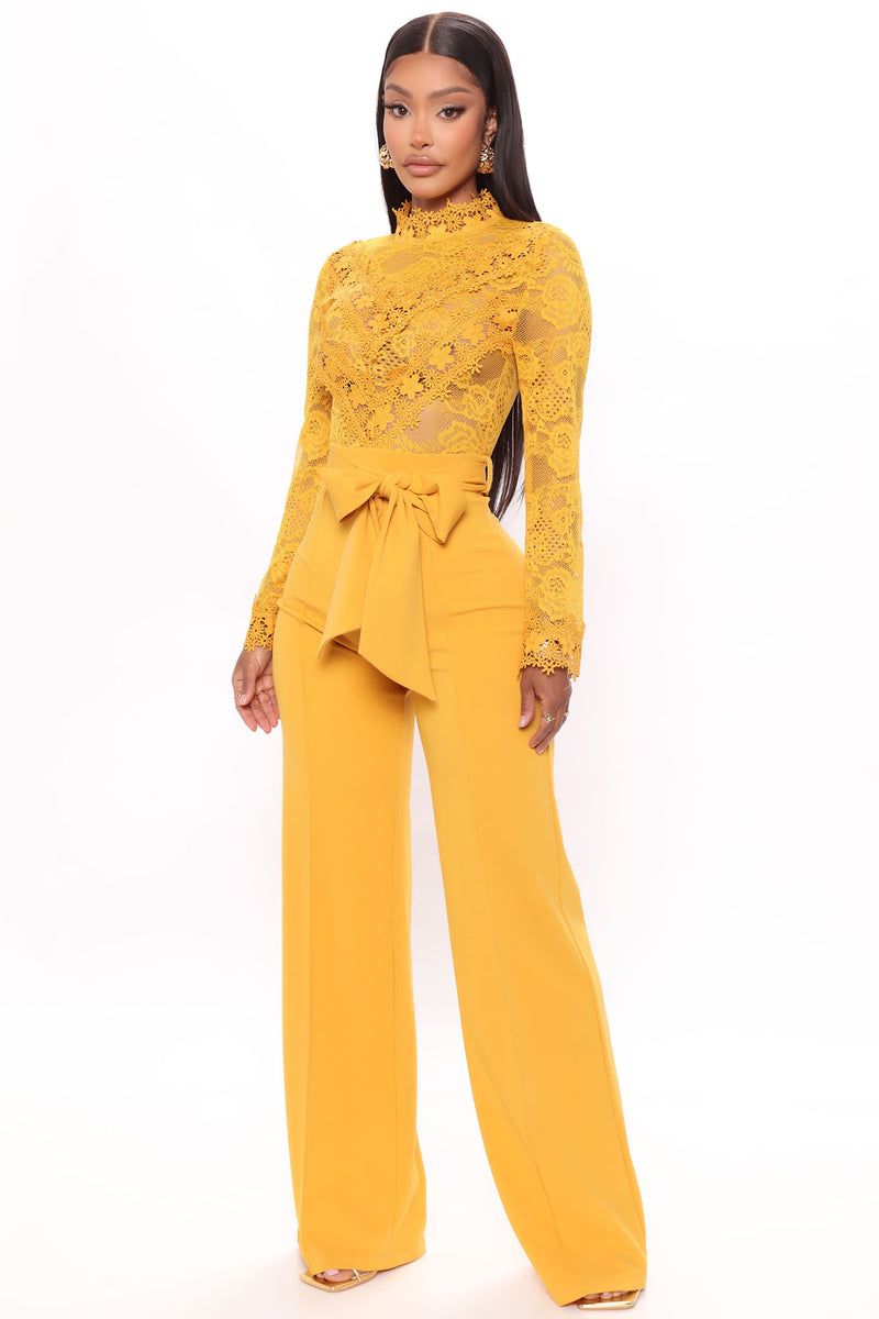 Mustard jumpsuit fashion nova sale