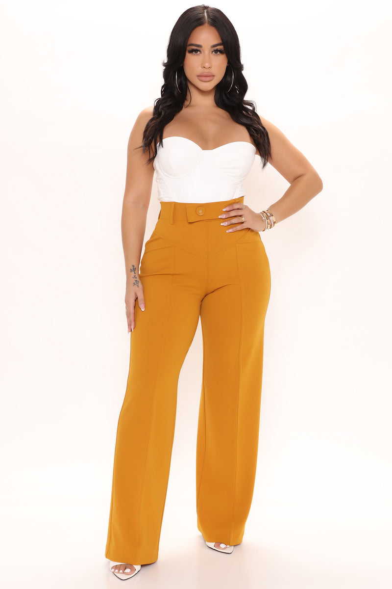 Wide leg on sale mustard pants