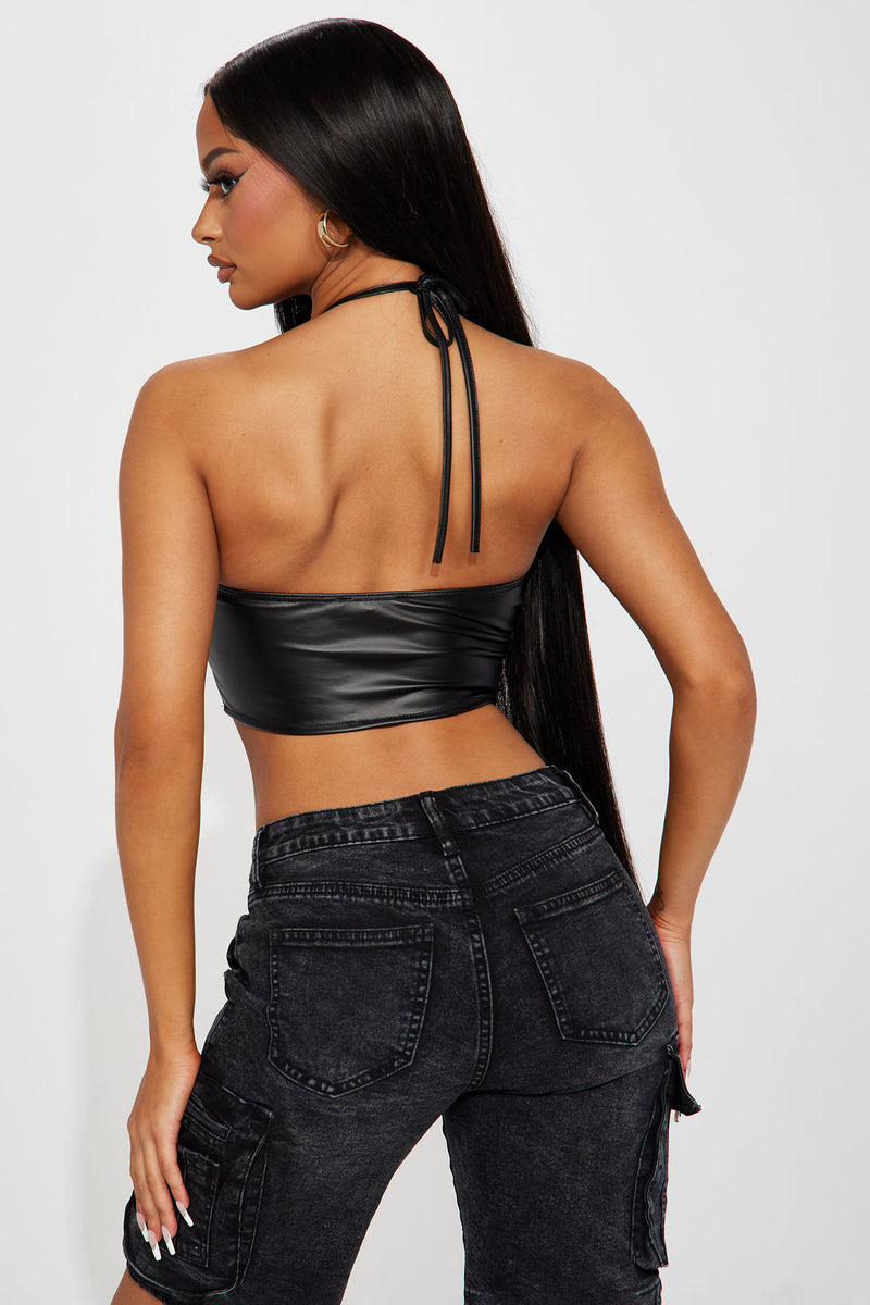 Lori Lace Up Halter Top - Black | Fashion Nova, Knit Tops | Fashion Nova