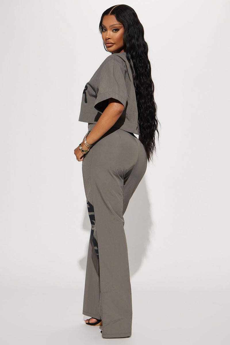 Time To Hustle Windbreaker Pant Set Grey Fashion Nova