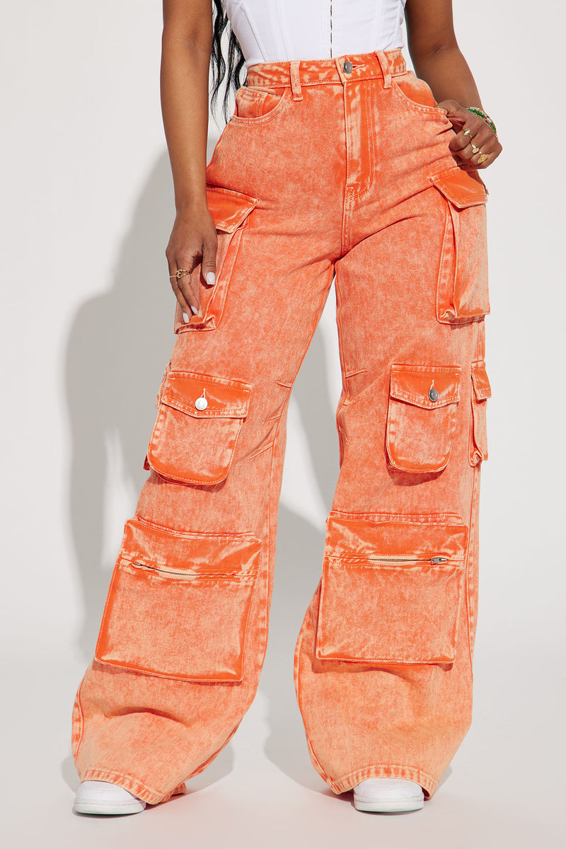 Orange cargo top pants fashion nova
