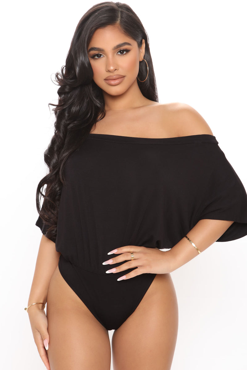 Black off the shoulder leotard sales