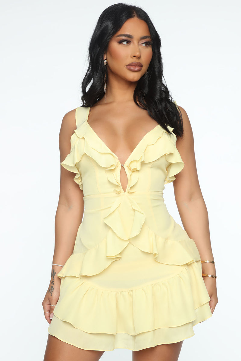 Chasing Thrills Mini Dress Yellow Fashion Nova Dresses