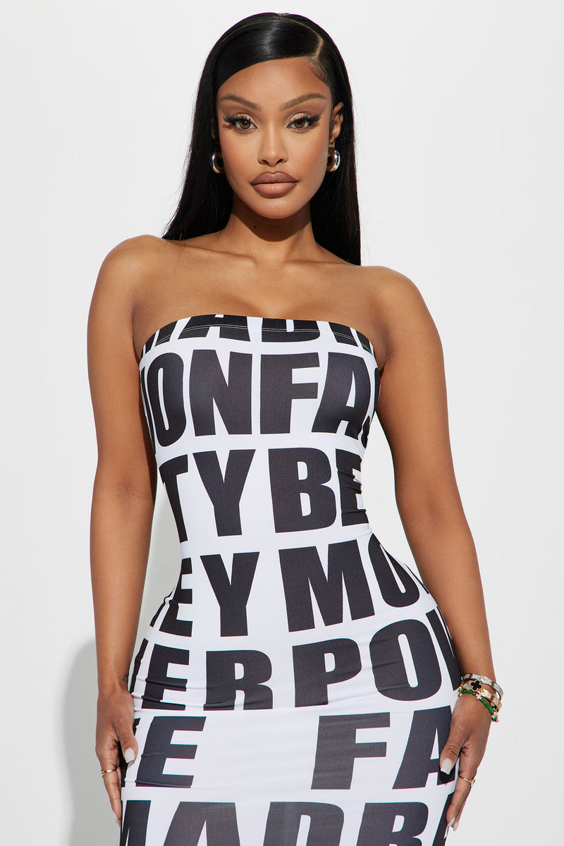 Fashion nova black sales and white striped dress