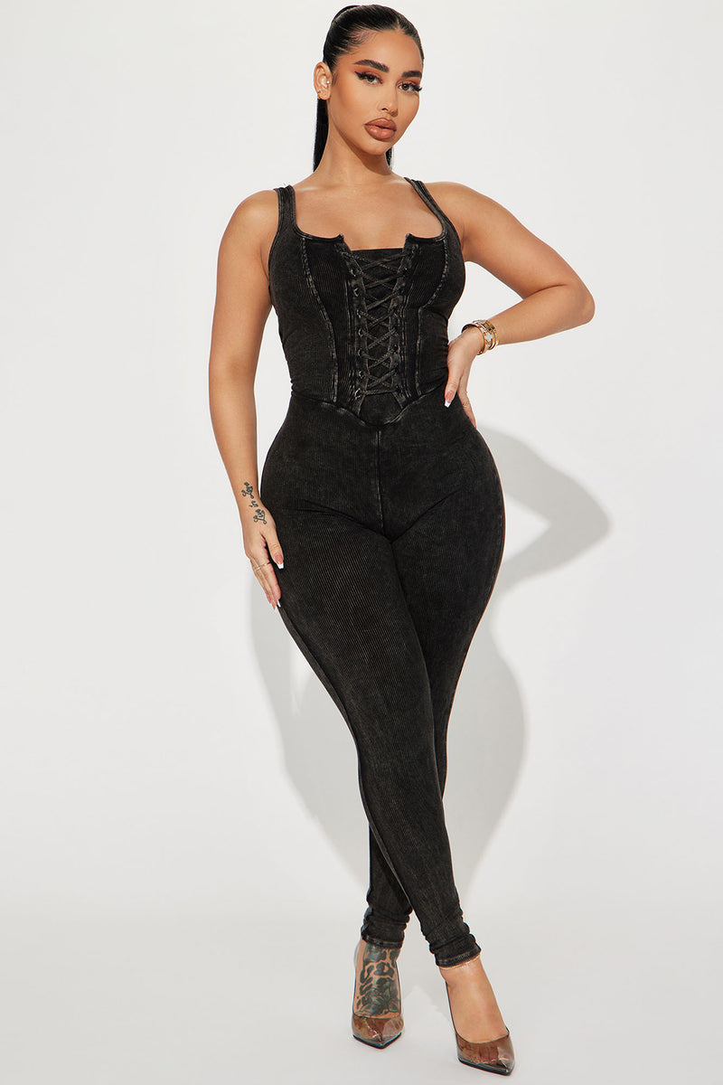 Tie me down slit outlet jumpsuit
