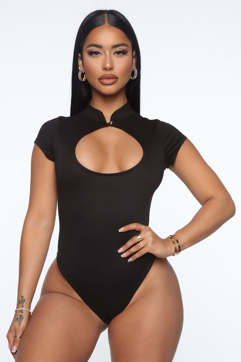 Don't Think You Can Do Better Keyhole Bodysuit - Black