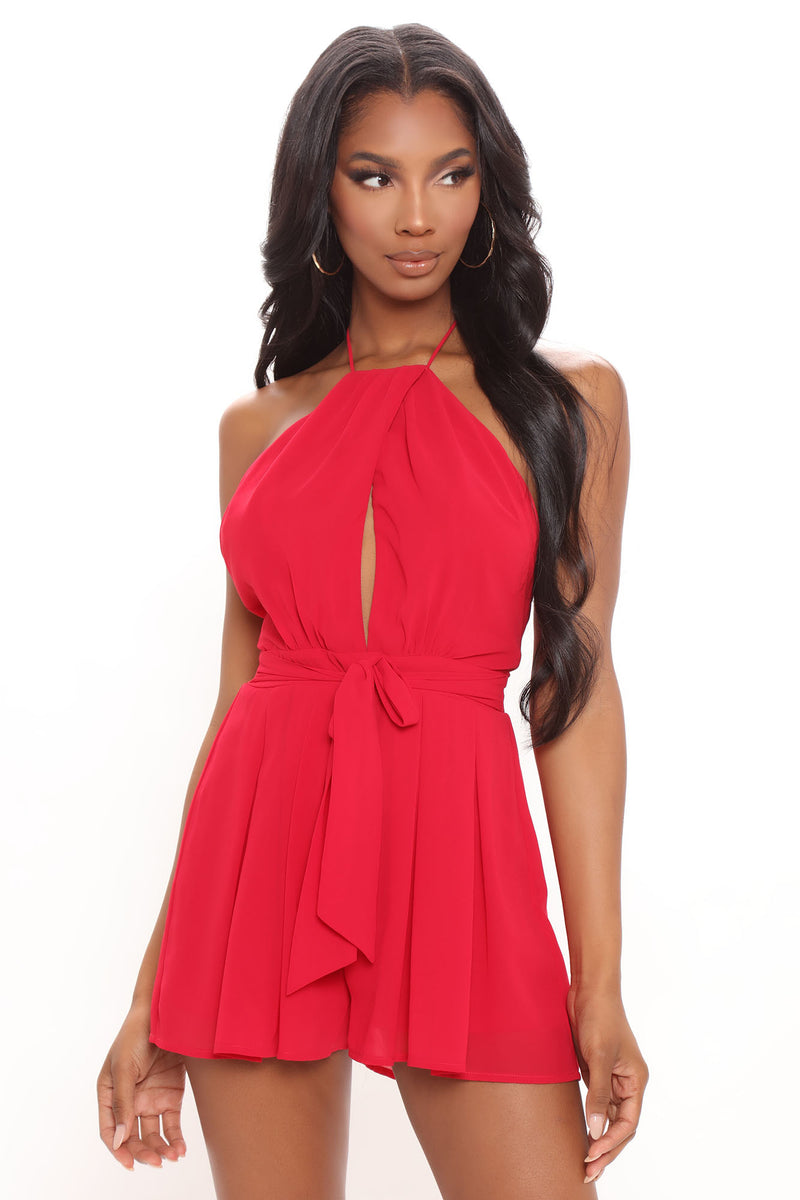 Harper Halter Romper - Red | Fashion Nova, Rompers | Fashion Nova