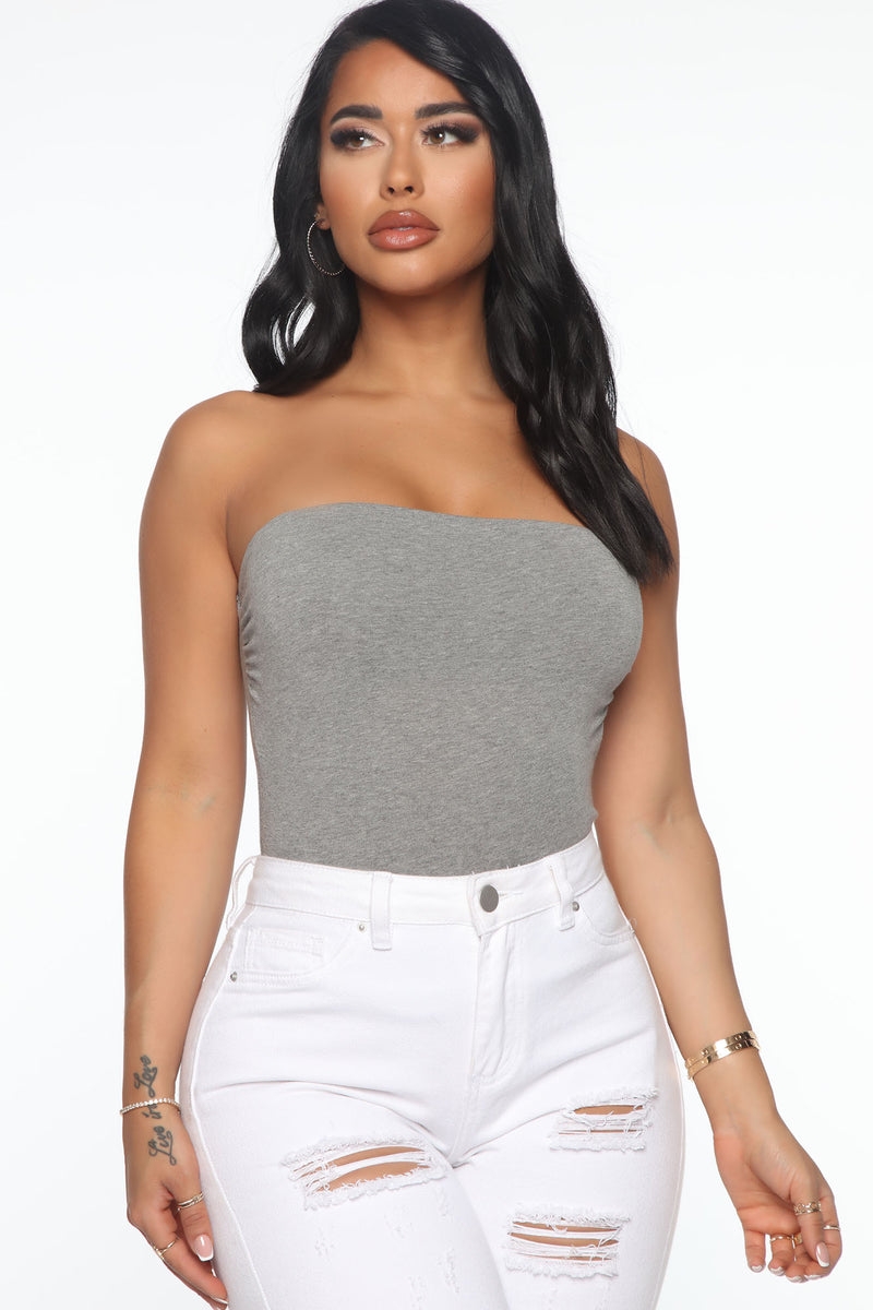 Grey strapless top hot sale