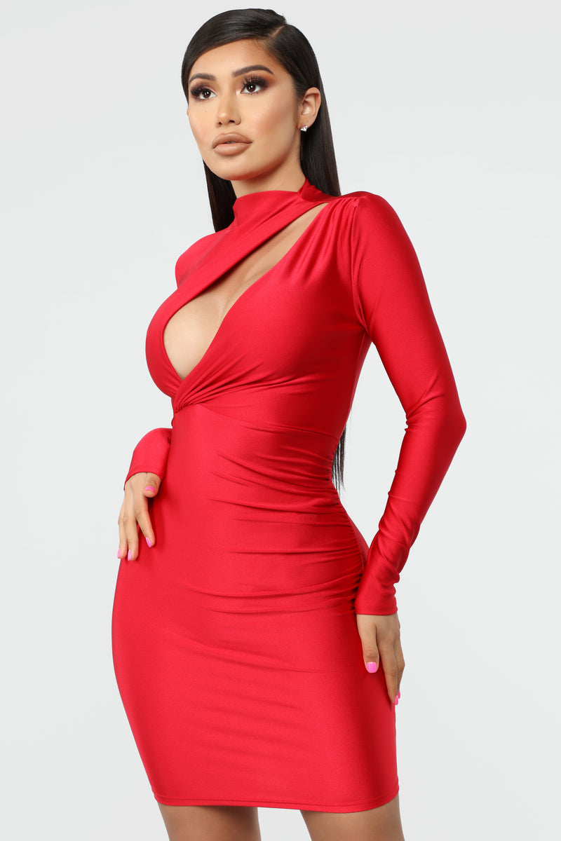 Only Here Tonight Cut Out Dress Red