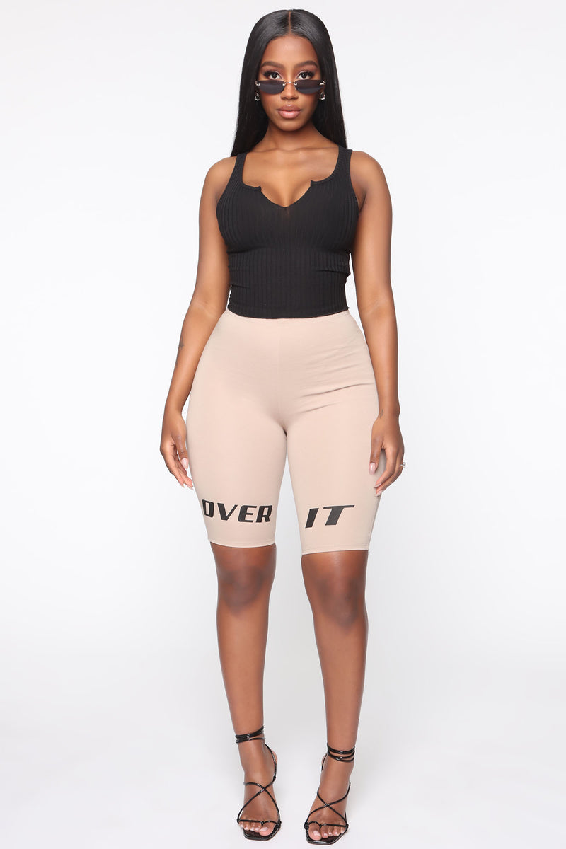 Tan shop biker shorts