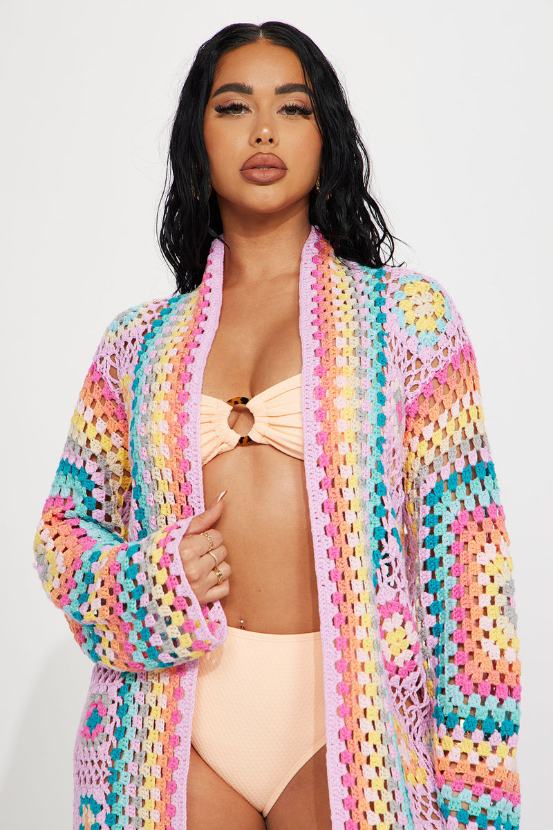 Chasing Rainbows Crochet Cardigan Multi Color Fashion Nova