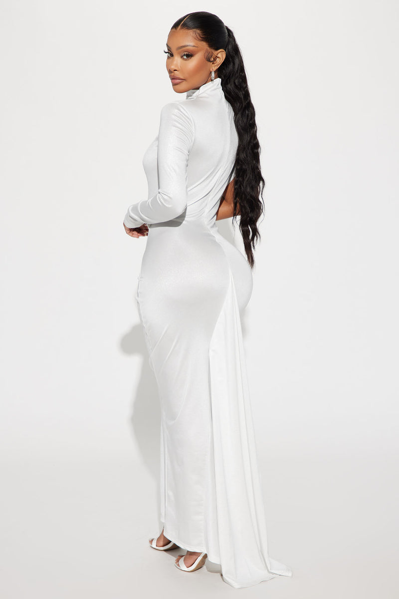 Fashion nova white long on sale dress