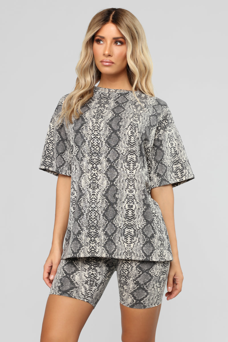 Snakeskin biker short best sale set