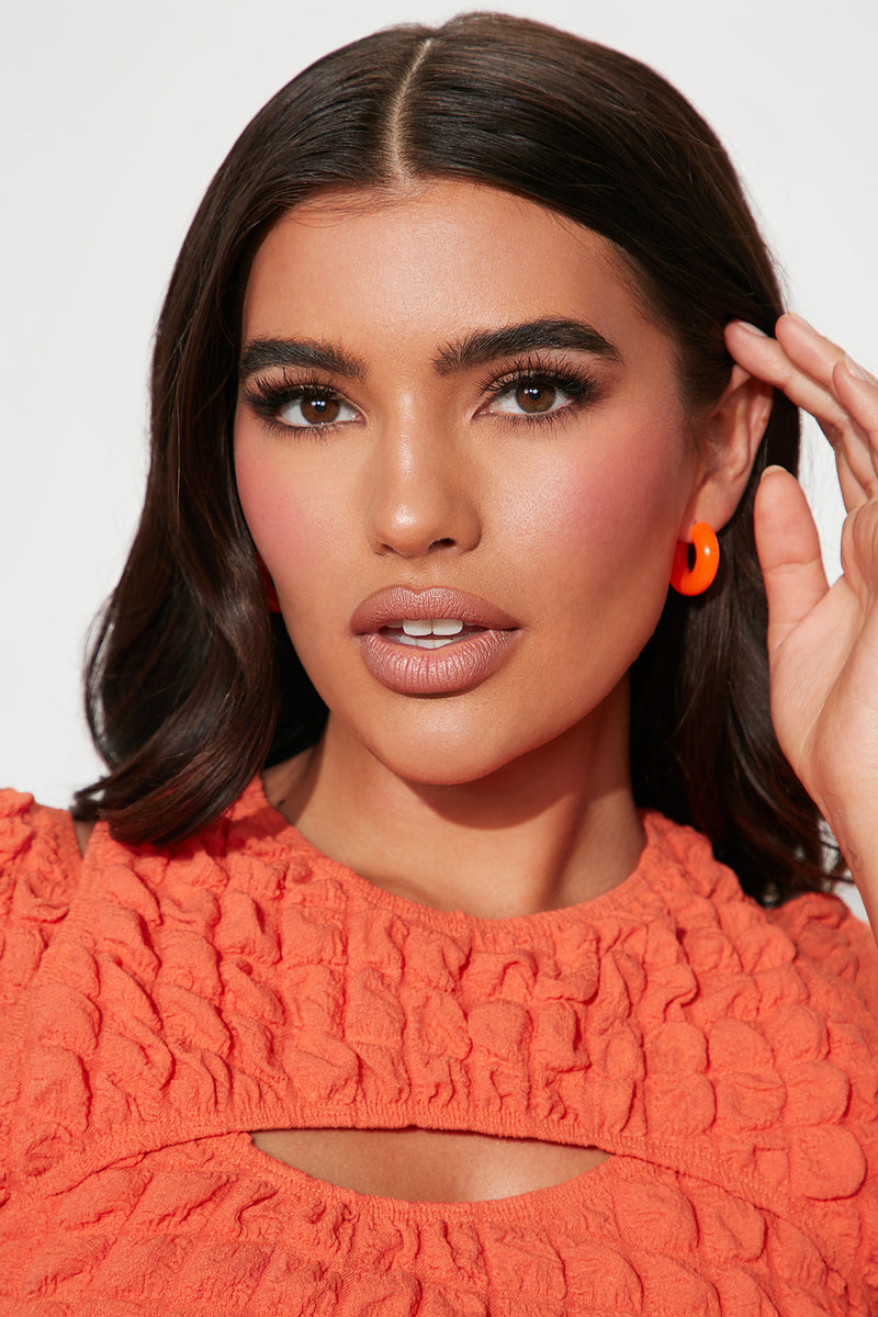 Glowing Parade Hoop Earrings Orange Fashion Nova, Jewelry Fashion Nova