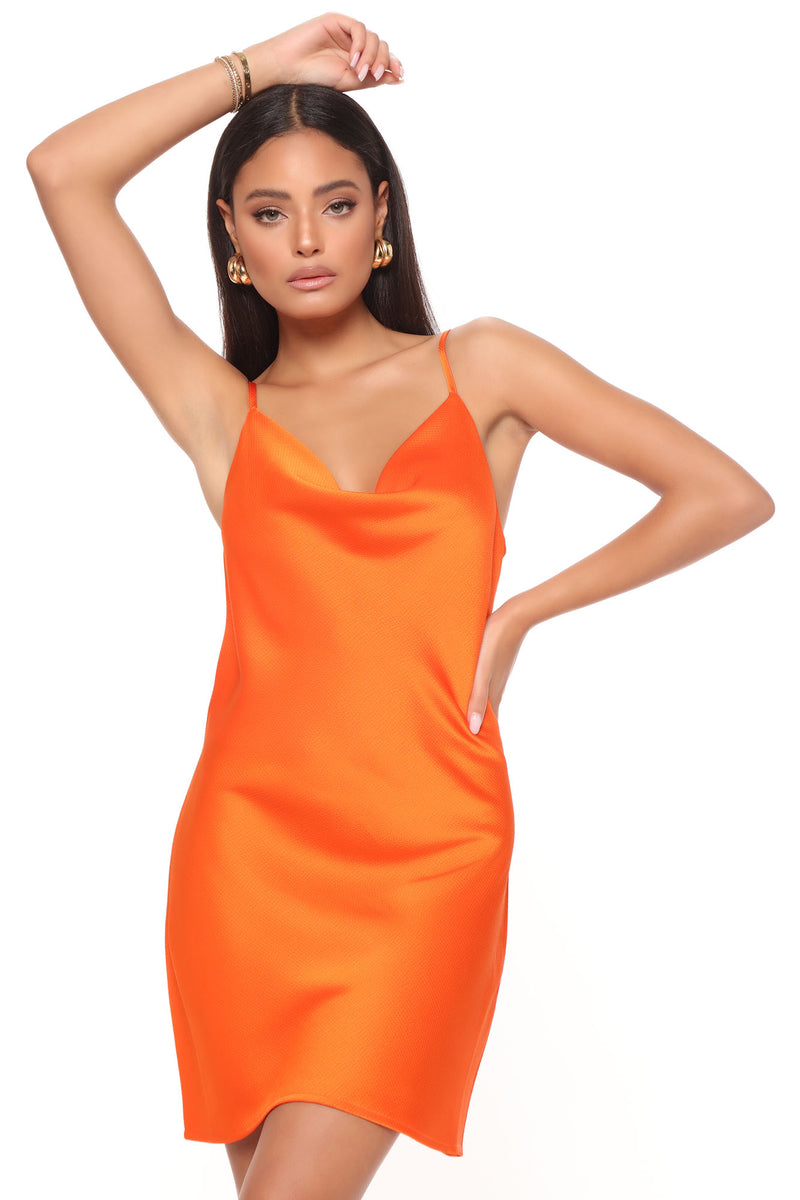 Delia Satin Mini Dress Orange Fashion Nova, Dresses Fashion Nova