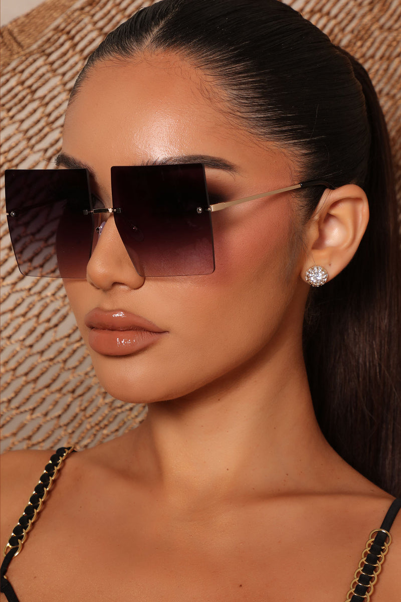 Keeping It Real Square Sunglasses - Black, Fashion Nova, Sunglasses