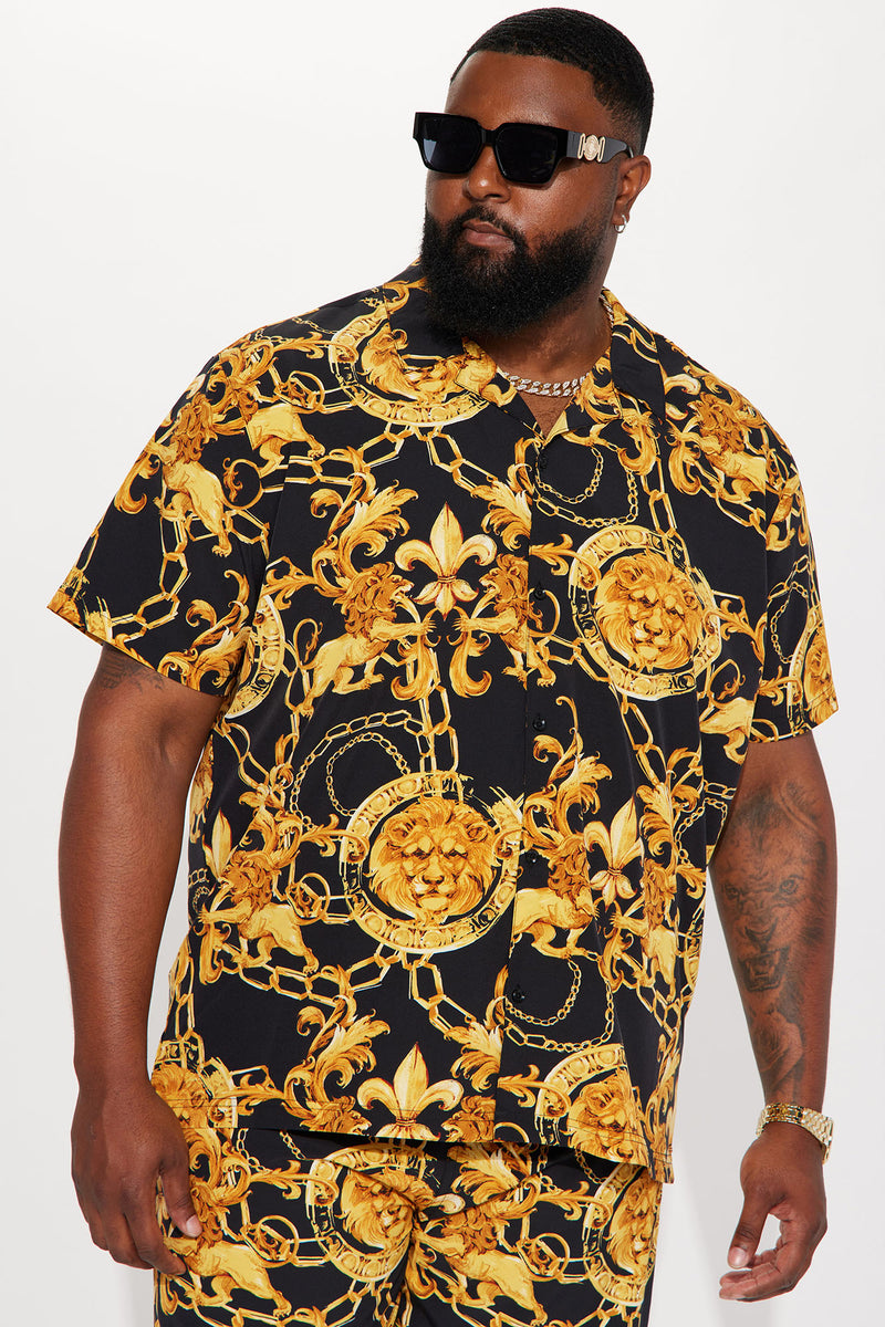 Black and 2024 gold baroque shirt