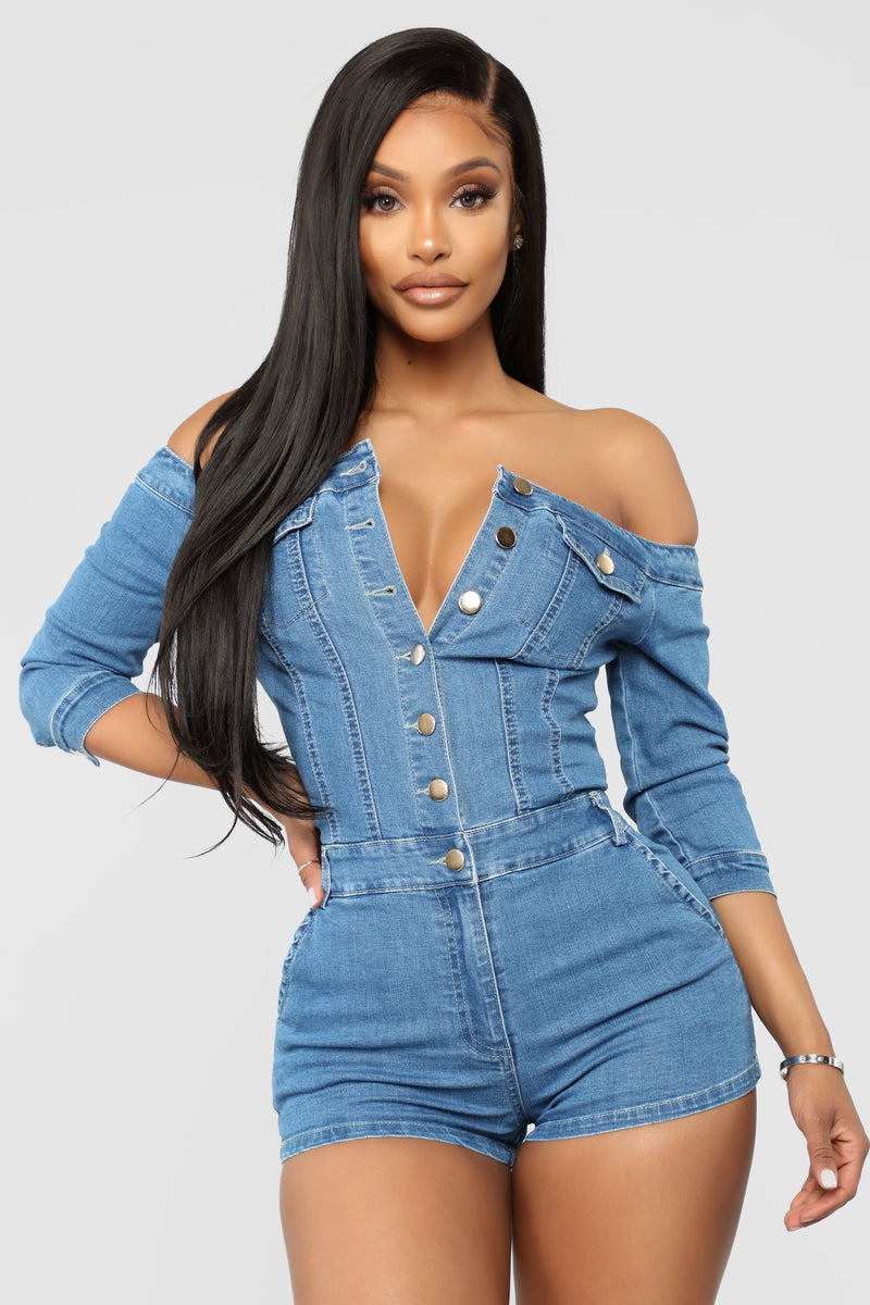 Fashion nova top jean romper