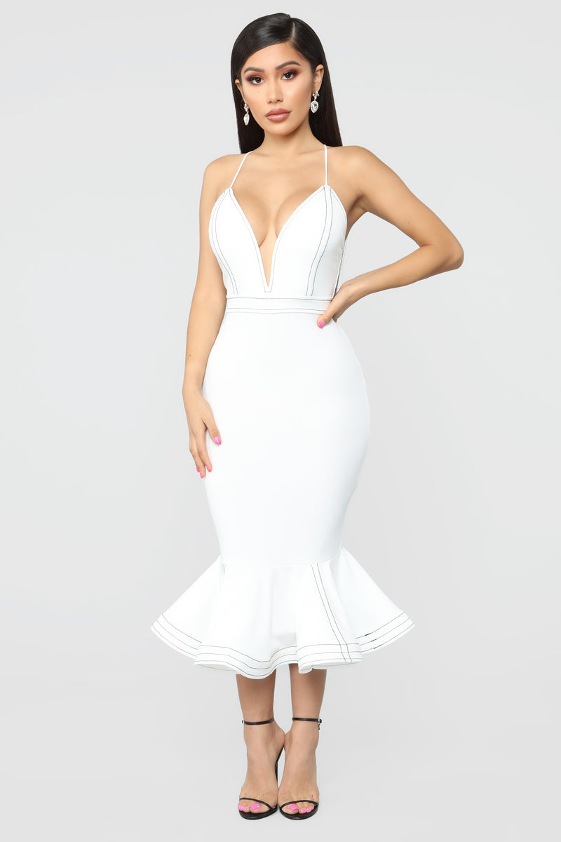 Cristelle Mermaid Midi Dress Ivory