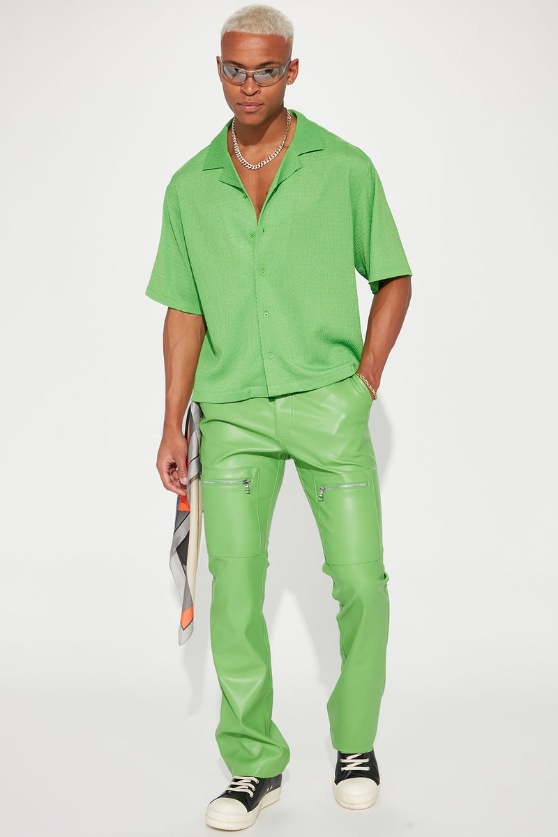 Cut Some Loose Faux Leather Pants Green Fashion Nova, Mens Pants