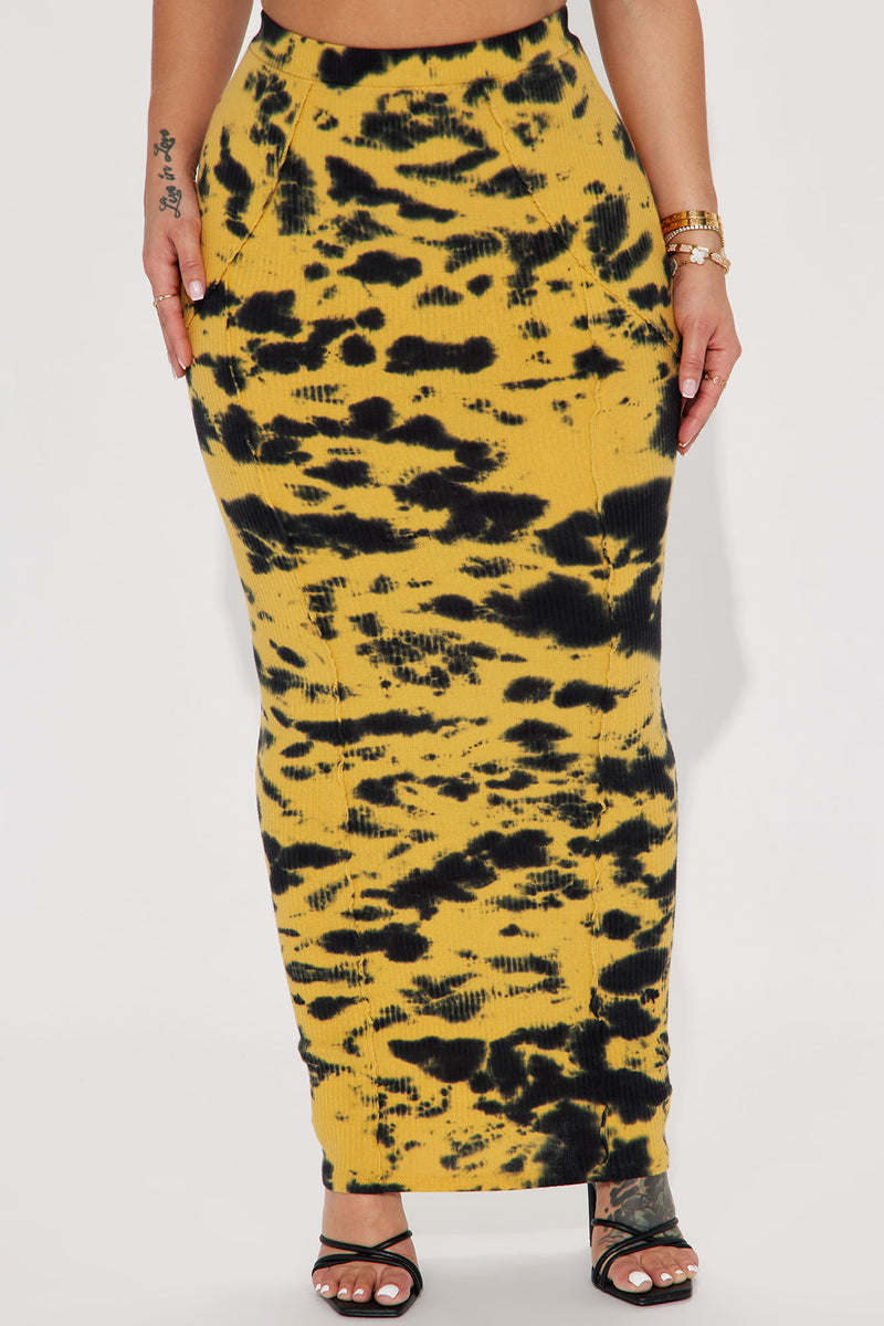 Mustard leopard maxi skirt hotsell
