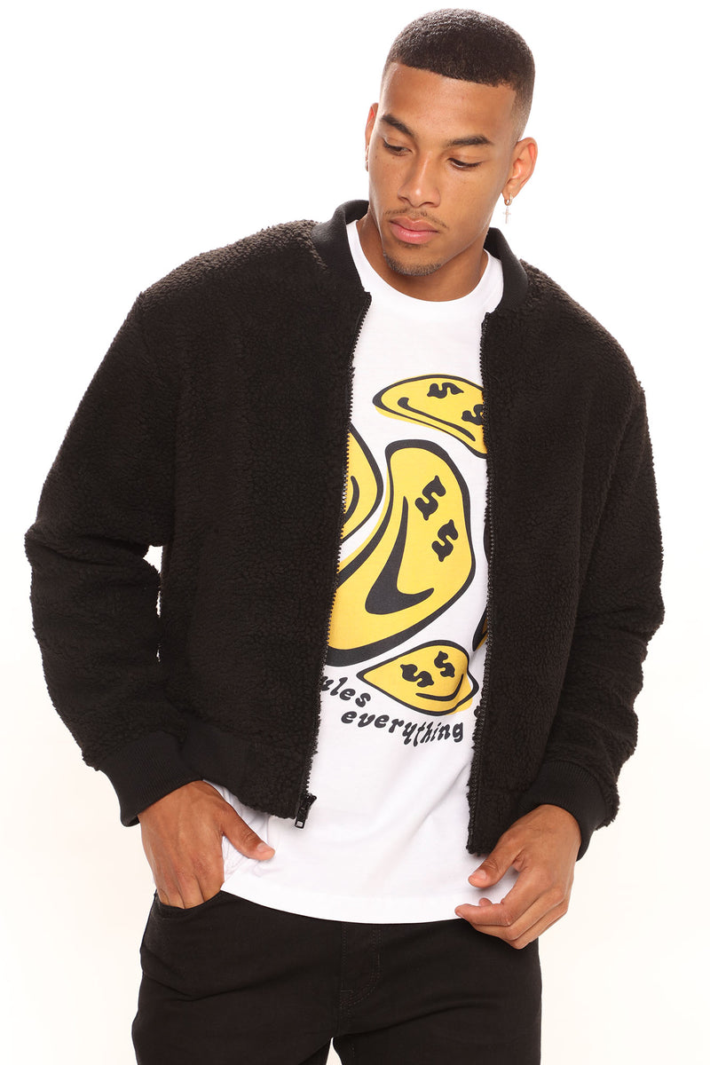 Black sherpa outlet bomber jacket